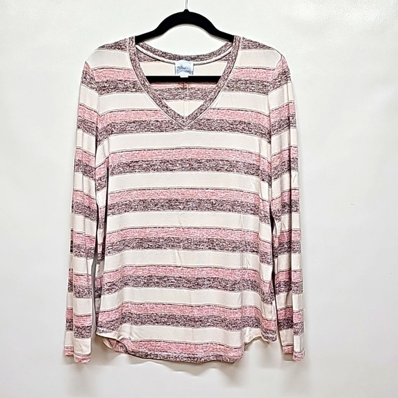 Hacci v-neck striped pullover sweater - Picture 1 of 7